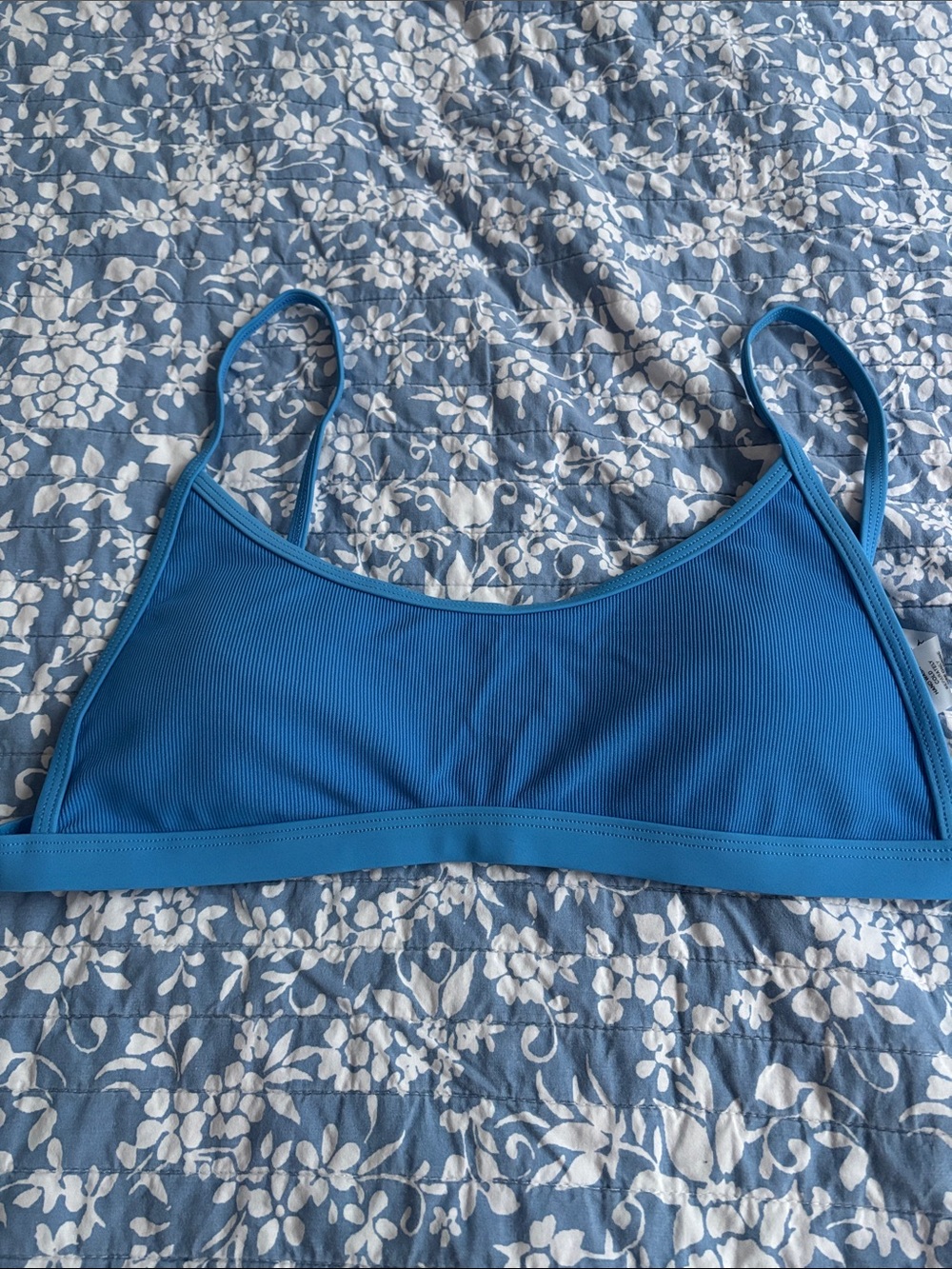 Bright Blue Ribbed Bikini Bralette